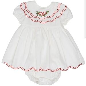 White Baby Dress with Red Trim